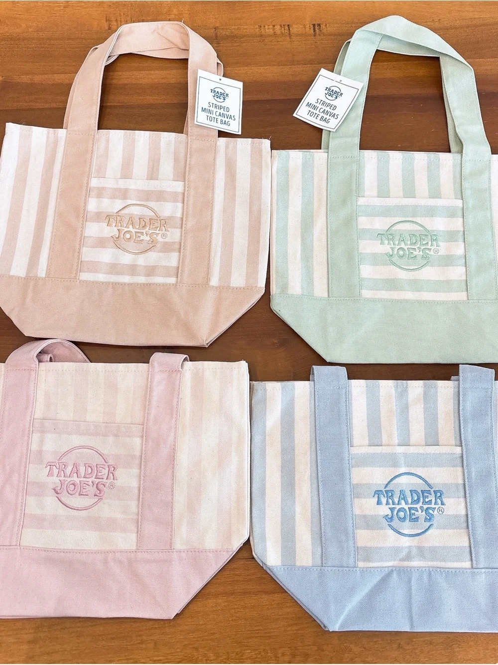 Pastel Stripe Mini Canvas Tote - Pink, Peach, Mint, Blue